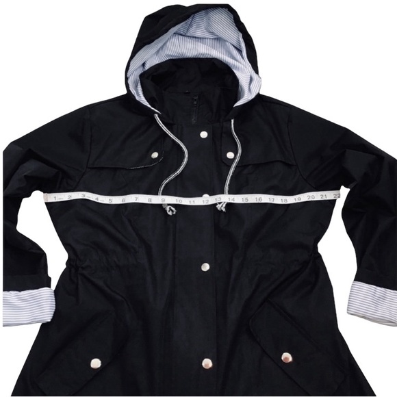 Women’s Front Zipper + Snaps Hooded Rain Jacket Fully Lined Black Size L… - Picture 7 of 16
